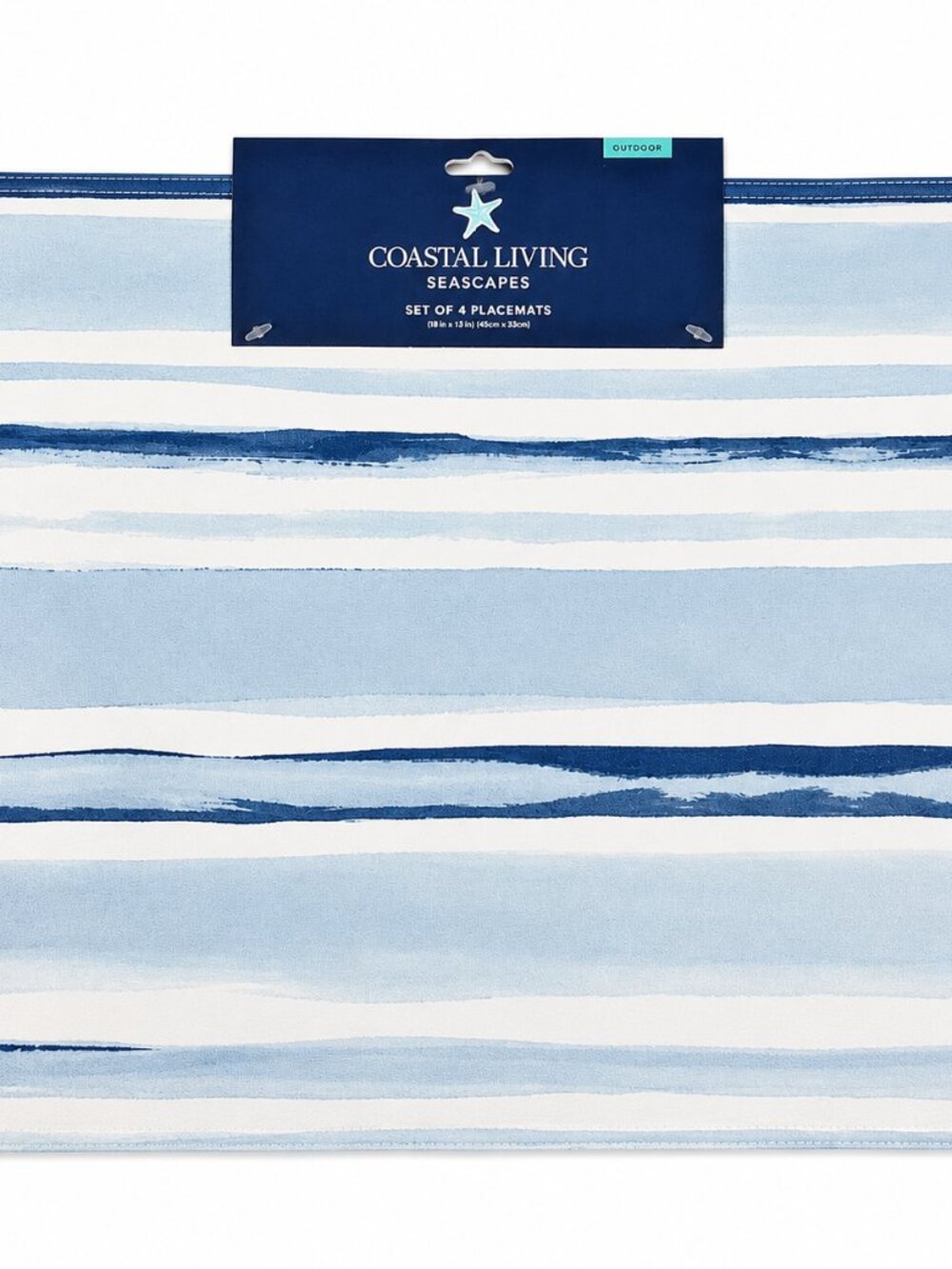 Coastal Living Placemats Tye Dye Stripe Fabric Indoor Outdoor Summer Set of 4